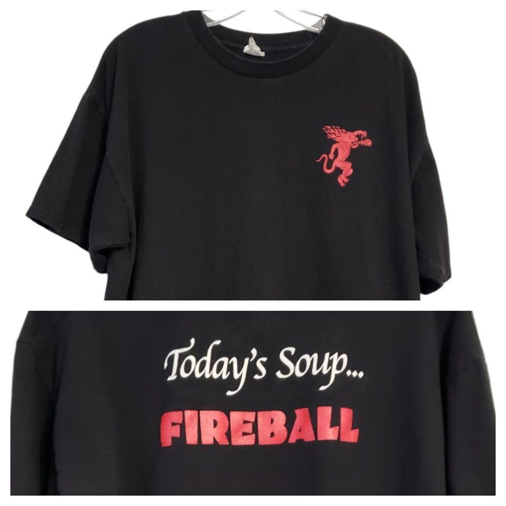 Fireball Cinnamon Whiskey Tee Shirt XL Today's Soup Y2K Alcohol Liquor Logo Tee